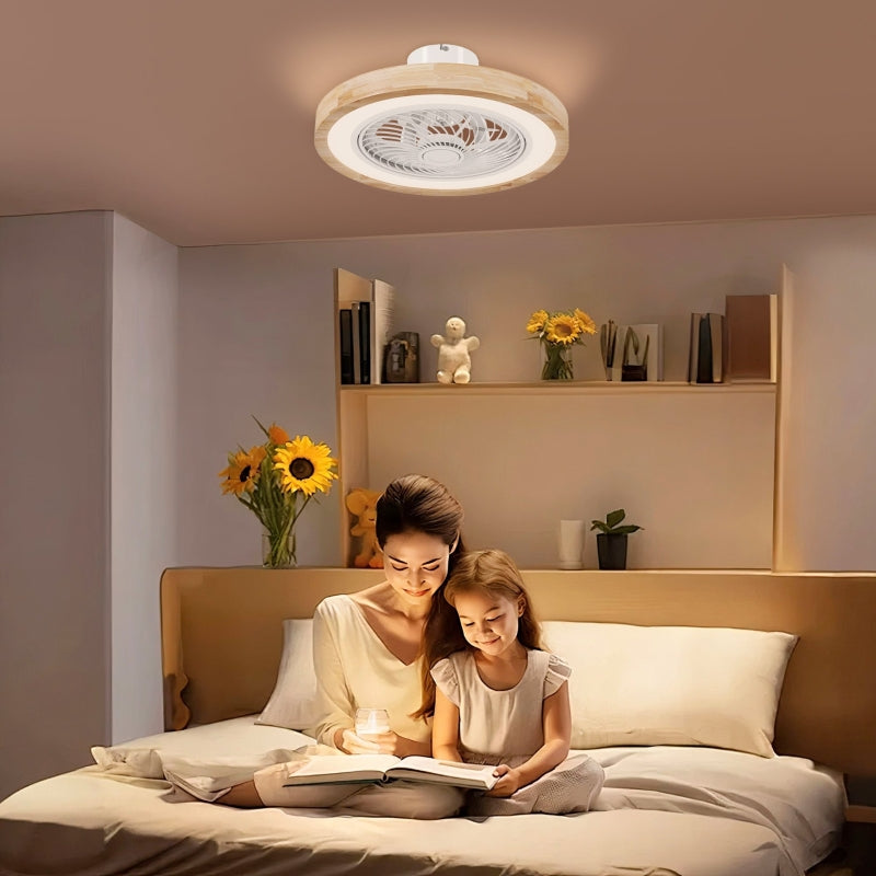 Ceiling Fan with Light, LED Dimmable RGB, 6 Speeds, Timer, Reversible, Natural 50 cm