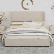 Upholstered Bed 160x200cm Gas Lift Storage Soft Headboard - Beige
