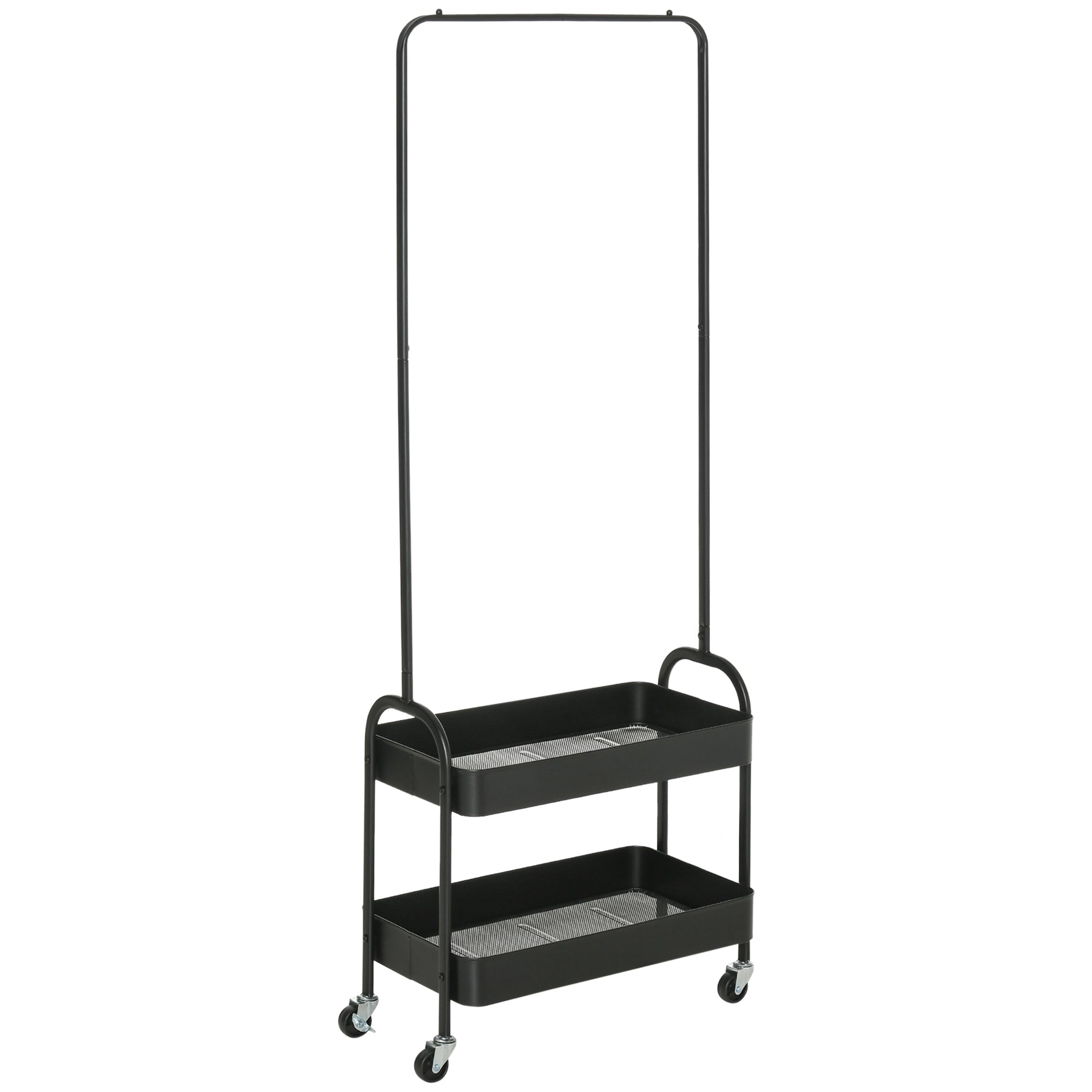 Clothes Rack, Wheels, Coat Rail, Shoe Rack, 16 kg Load Capacity, Black