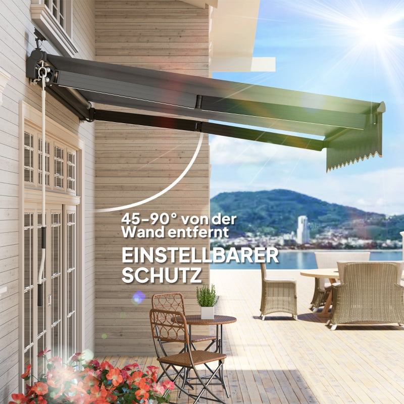 Clamp Awning, Hand Crank Solar Light UV 50+, 300cm, Gray