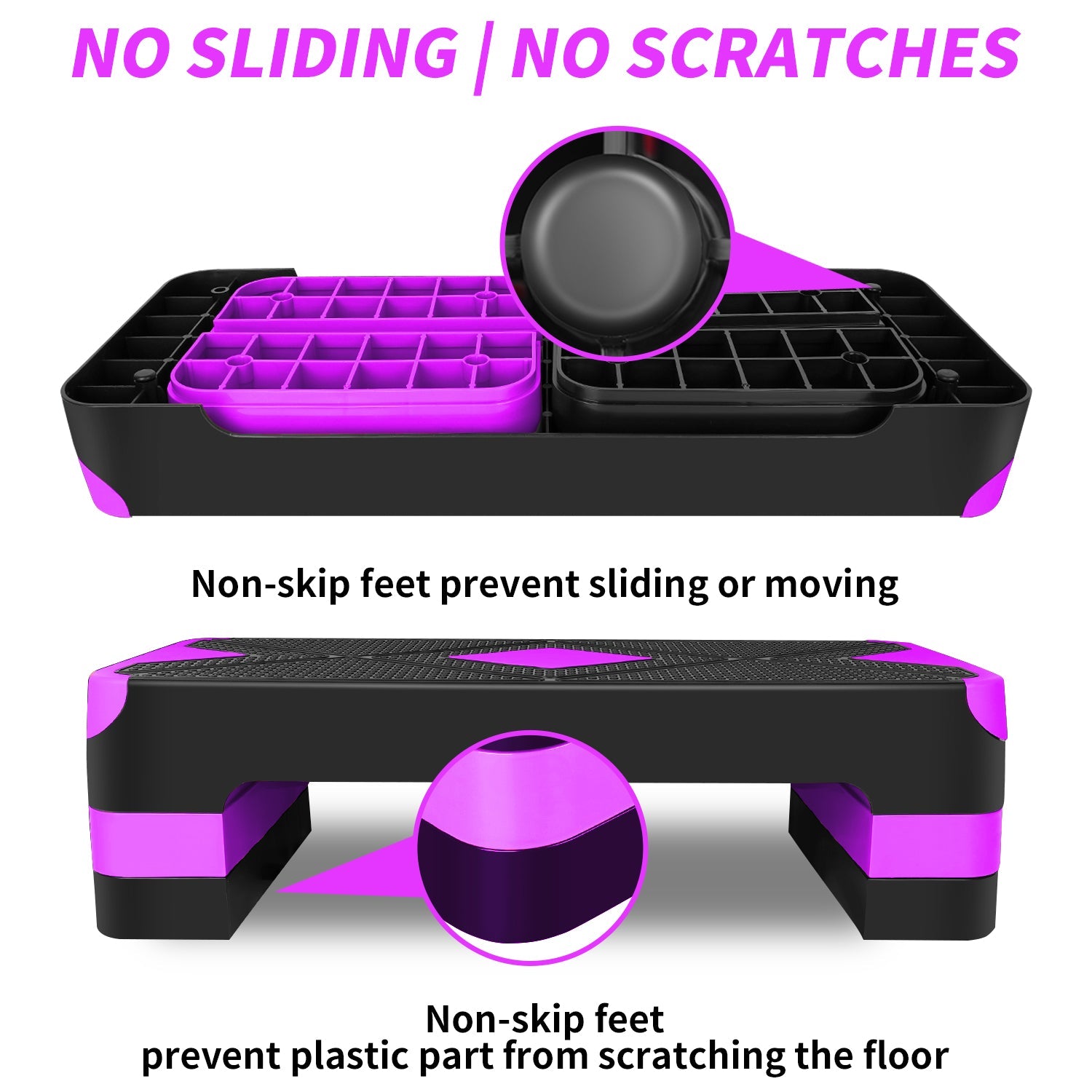 Aerobic Exercise Step Platform 27" with Adjustable Height Risers - Purple