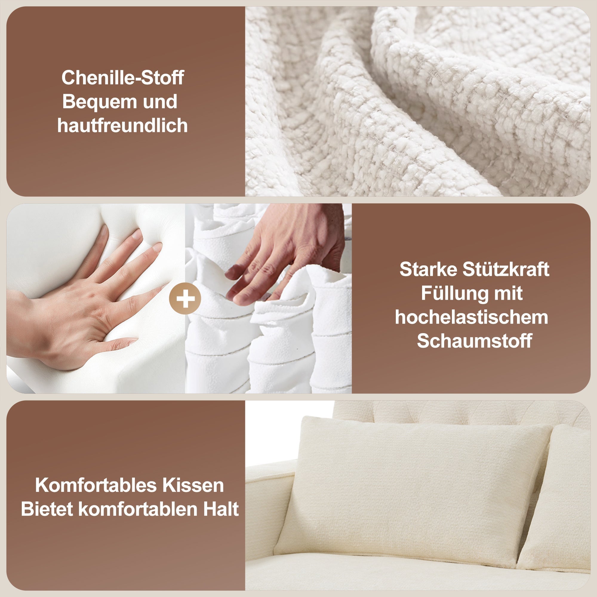 Sofa Bed, Modern Folding with Storage, Cup Holder, USB, Beige