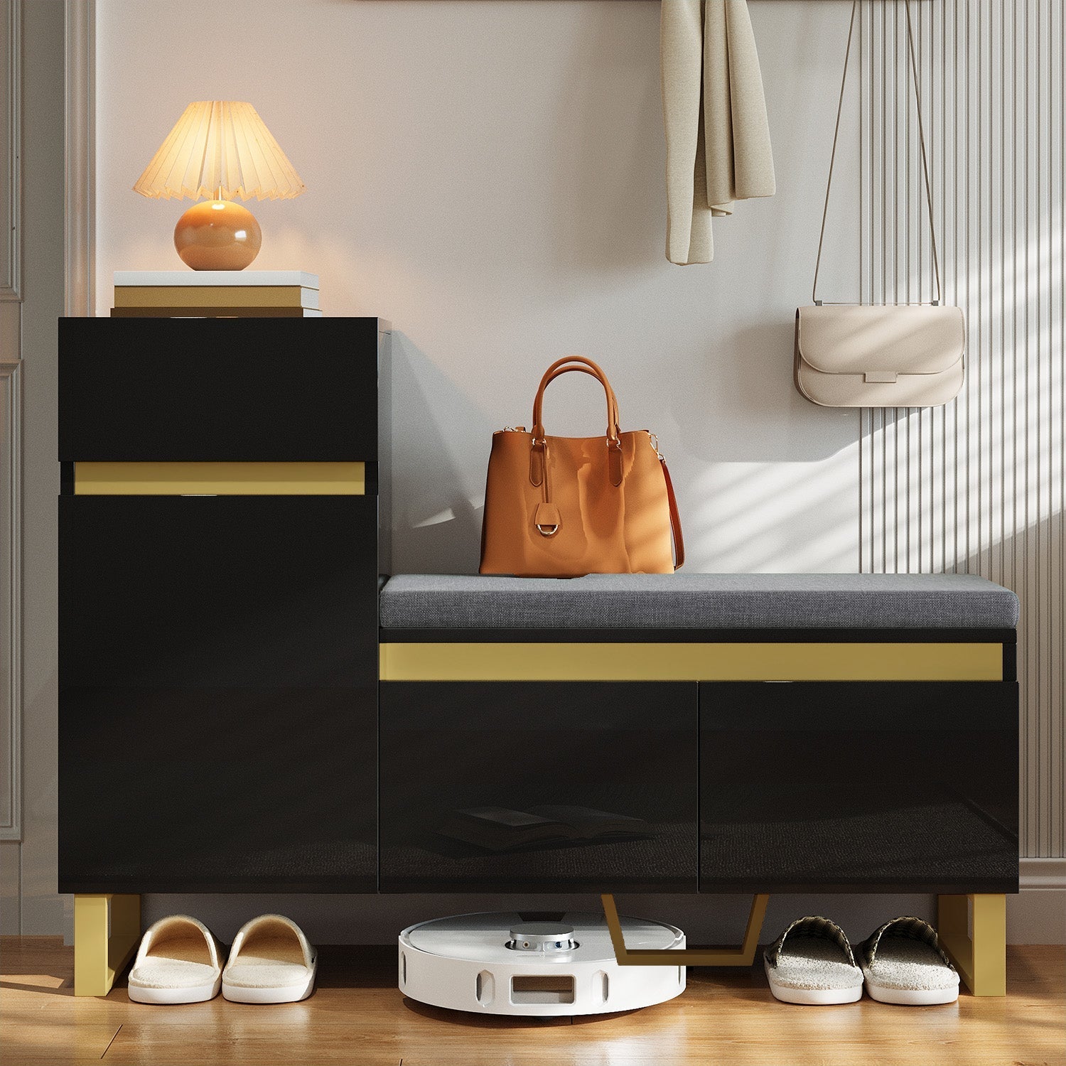 Shoe Cabinet Large Capacity Multi-Tier Storage with Drawers and Doors Entryway Organizer