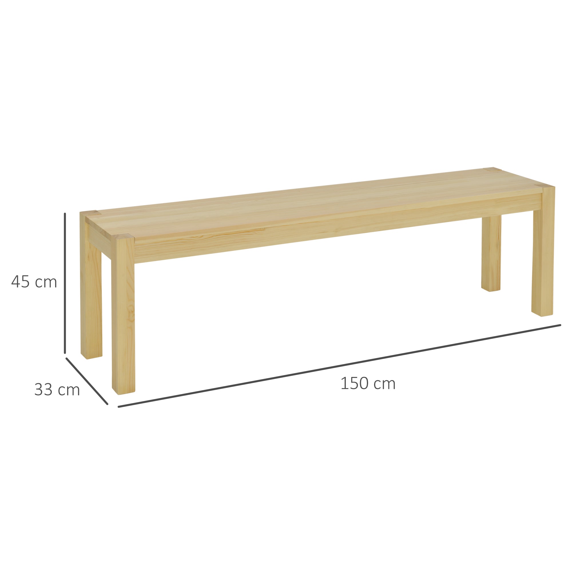 Dining Bench 3-Seater Country Style 330 kg Max Load Natural Pine Wood