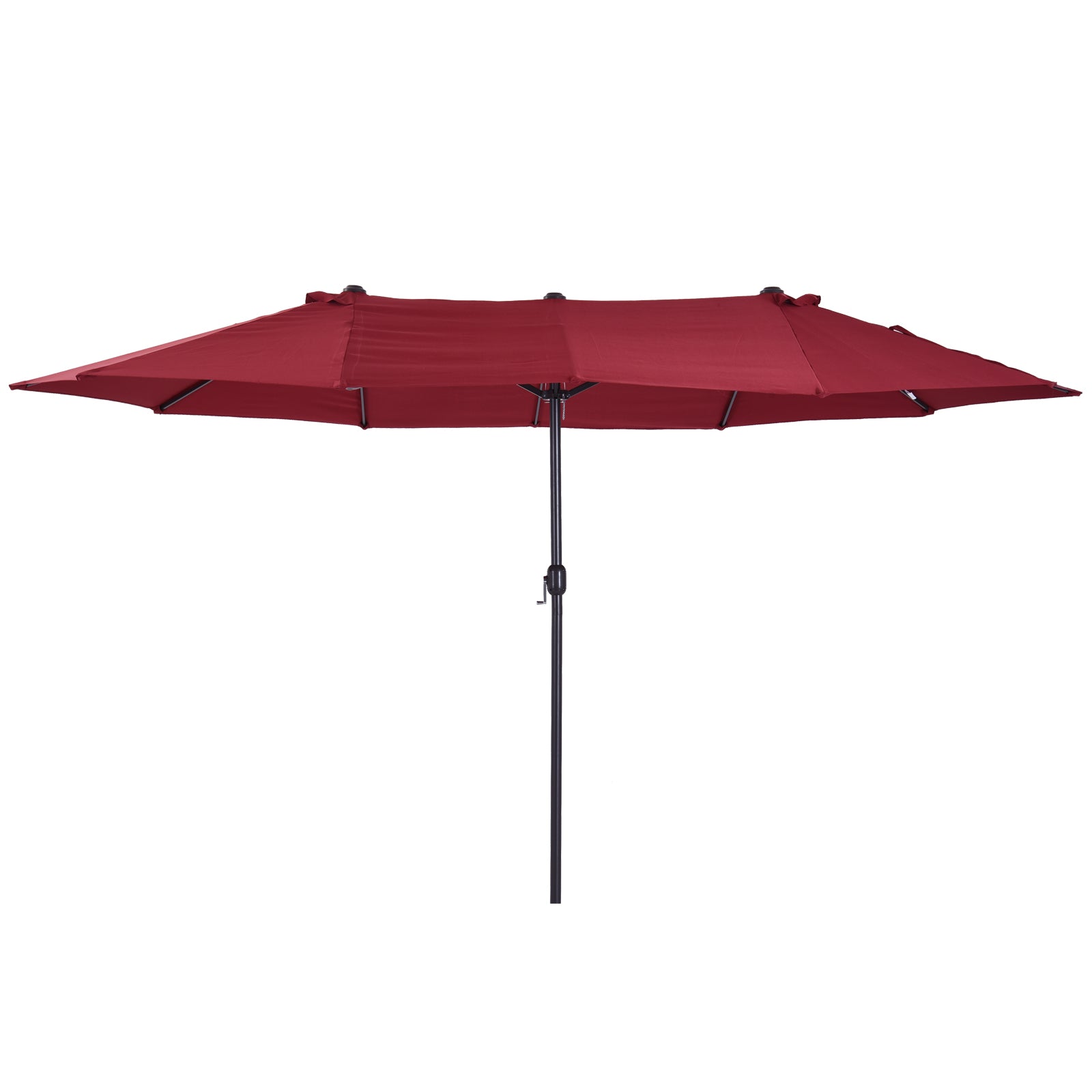 Parasol Garden Umbrella Double Patio 455 x 270 cm Hand Crank Oval, Wine Red