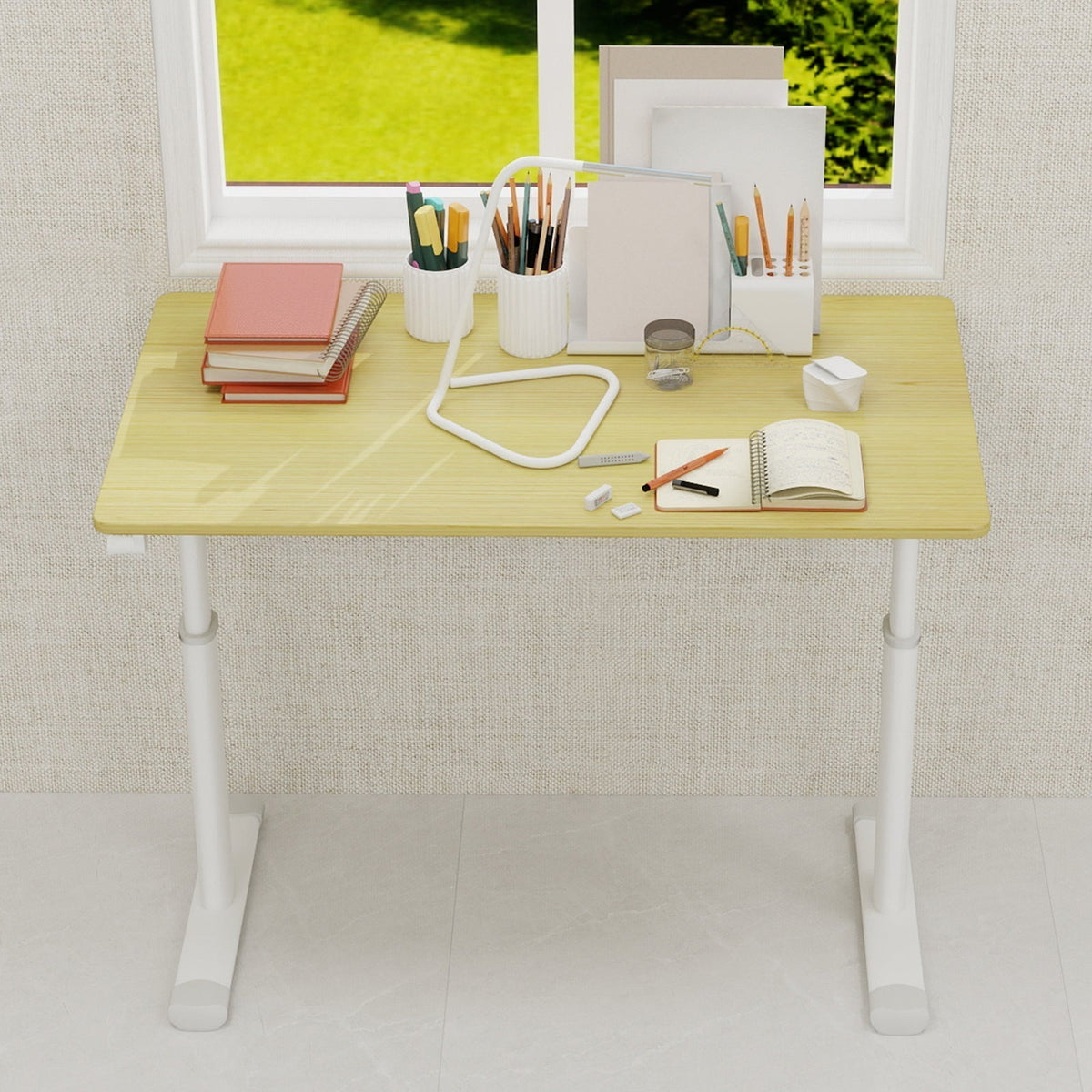 Adjustable Study Desk Height-Adjustable Multi-Purpose Compact Design, Home/Office