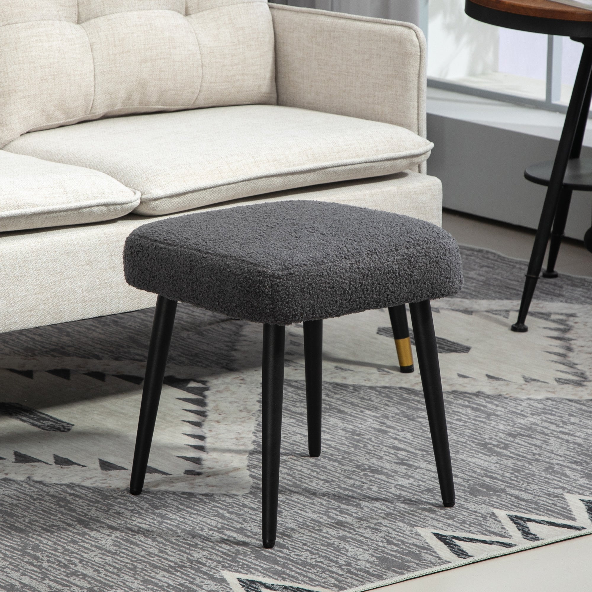Footstool Square, Living Room & Bedroom, Dark Grey Cashmere Effect
