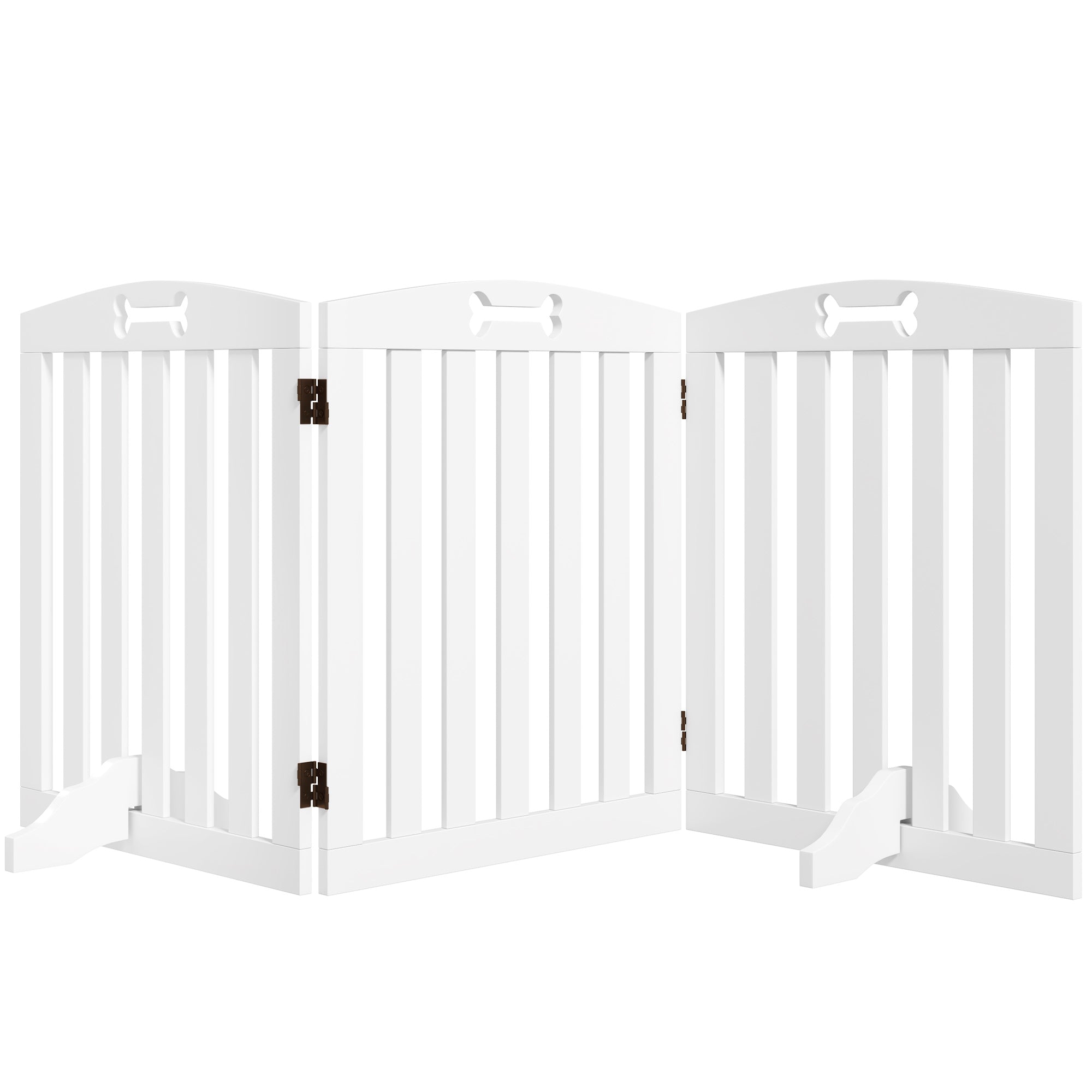 Dog Gate 3-Piece Set Foldable Freestanding 155x61cm, White