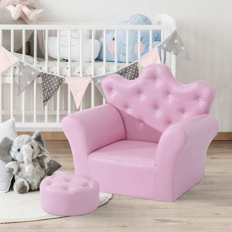 Play Sofa, Children's with Ottoman, Pink