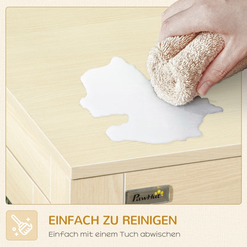 Hundebox, abschließbar, 2 Türen, Natur + Schwarz
