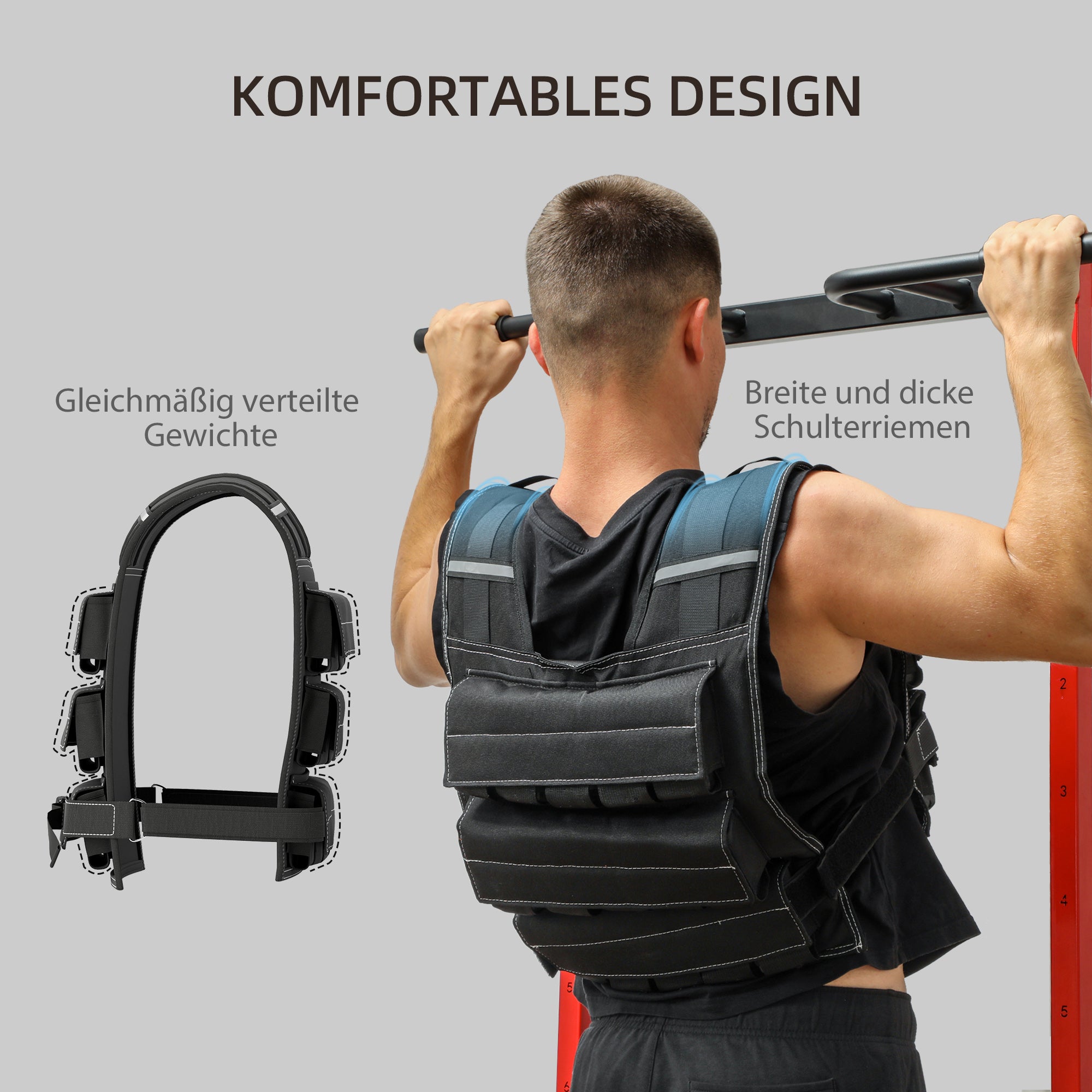 Sportnow Adjustable Weight Vest 15kg with Reflective Stripes