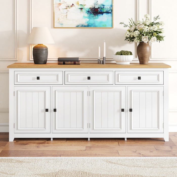 Sideboard Cabinet Buffet Storage Set, 160L x 35W x 76H cm, Modern and Simple White MDF
