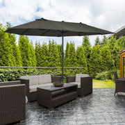 Double Parasol Garden Umbrella Oval Hand Crank 460x270x240cm, Grey