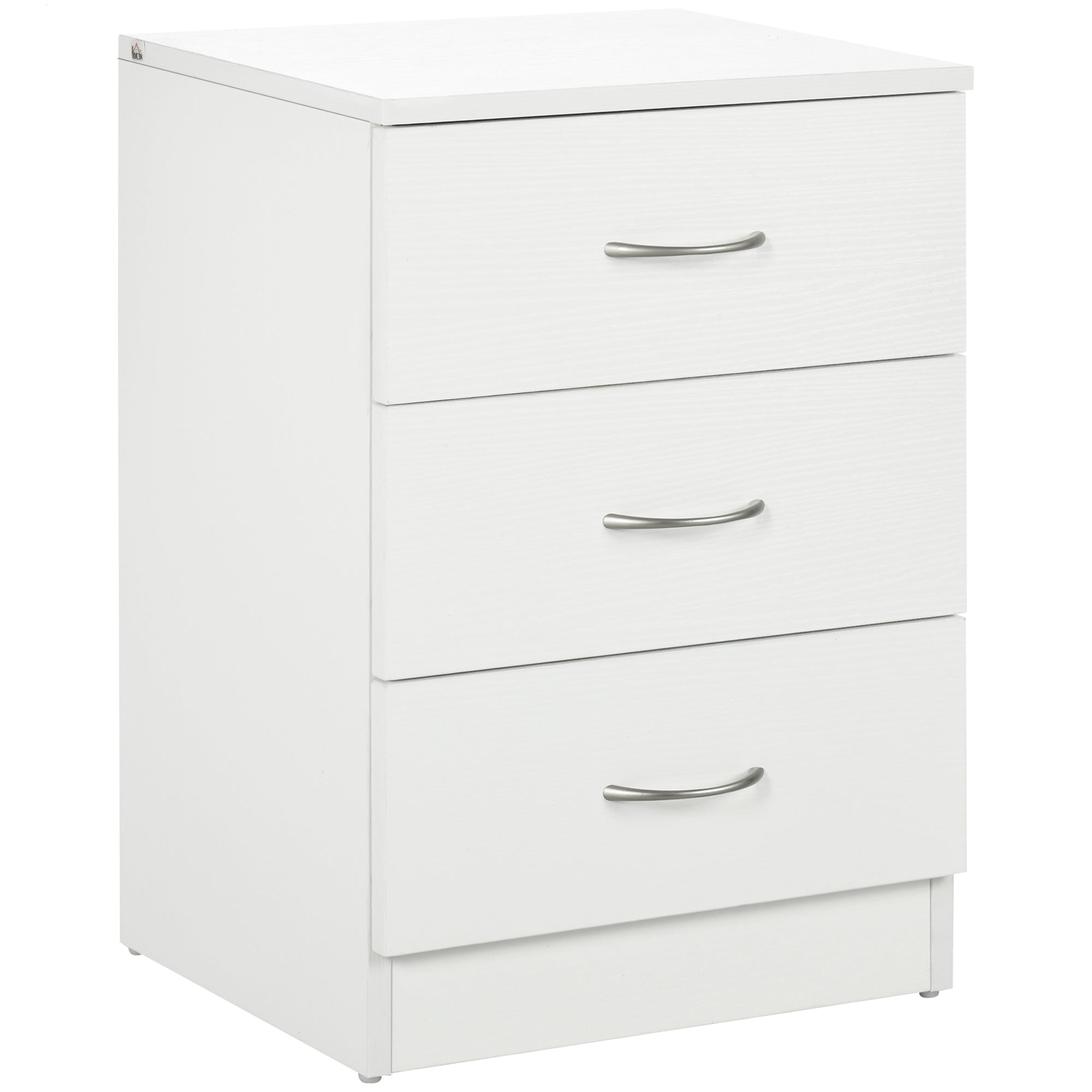 Three-Drawer Bedside Table Simple Design - White
