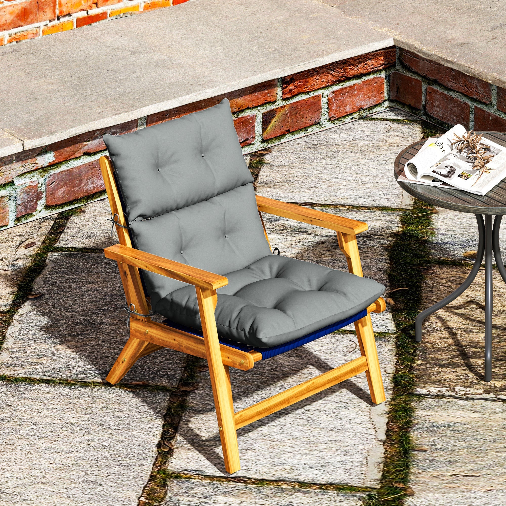 Seat Cushion, 115x56cm with ties, backrest, 10cm thick, water-repellent, light grey