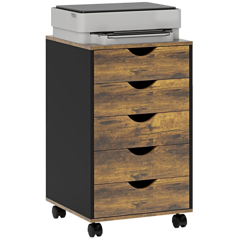 Filing Cabinet Five-Drawer Rustic Brown