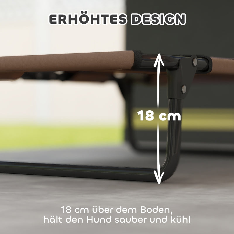 Elevated Dog Bed, Foldable Outdoor Mesh Lounger, Coffee Oxford