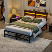 Metal Bed 120x200cm LED USB Storage - Metal