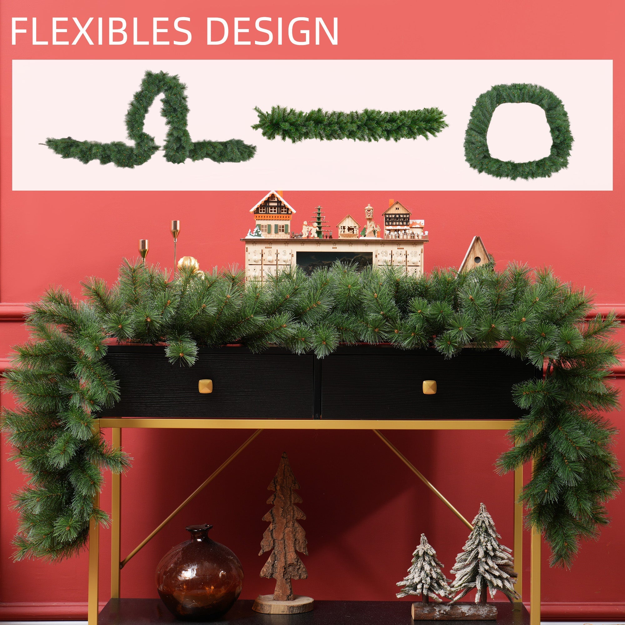 Artificial Christmas Garland, 1.8m, 160 Tips, Fir Tree, Green