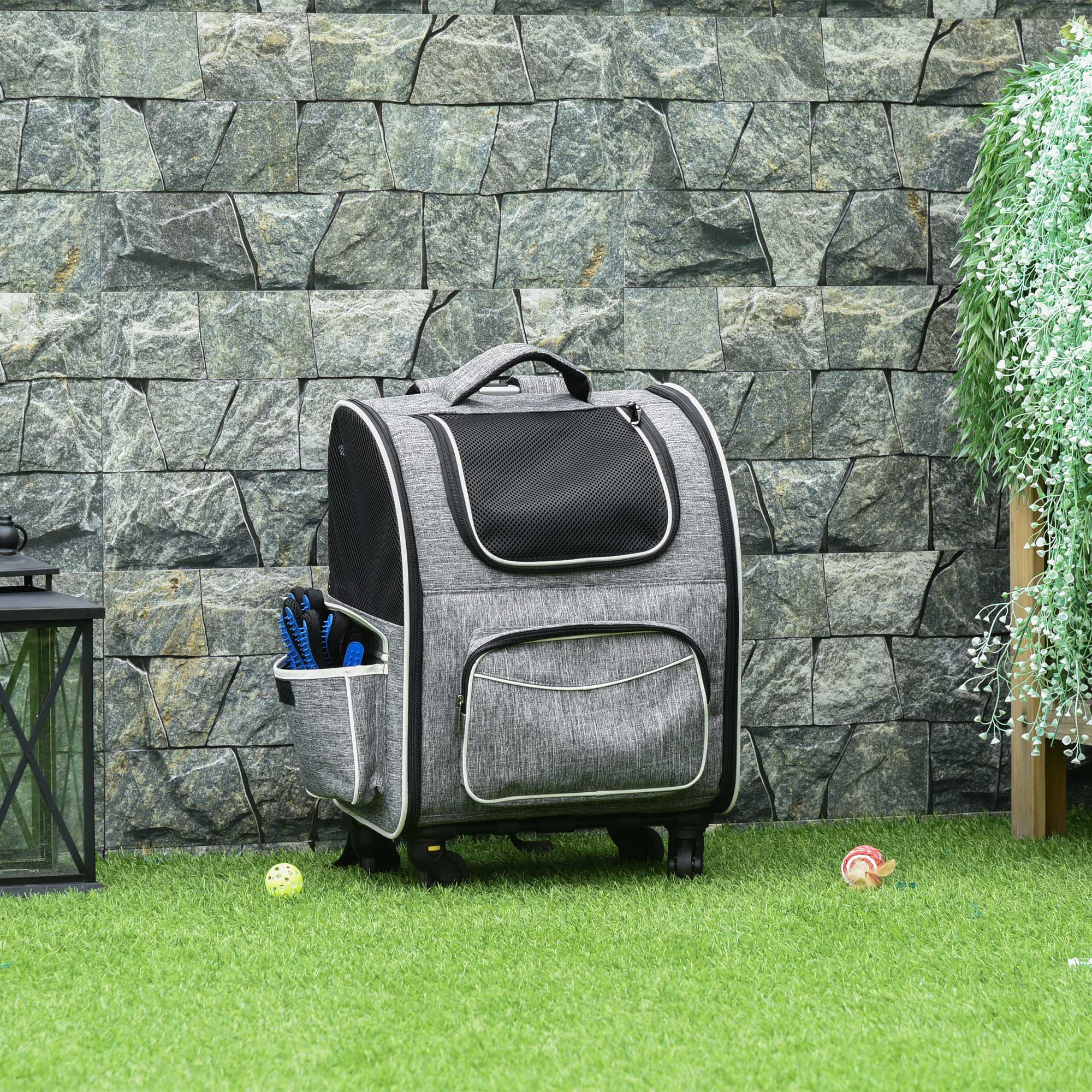 Hundetrolley 2-in-1 Transporttasche & Haustier-Rucksack, Grau