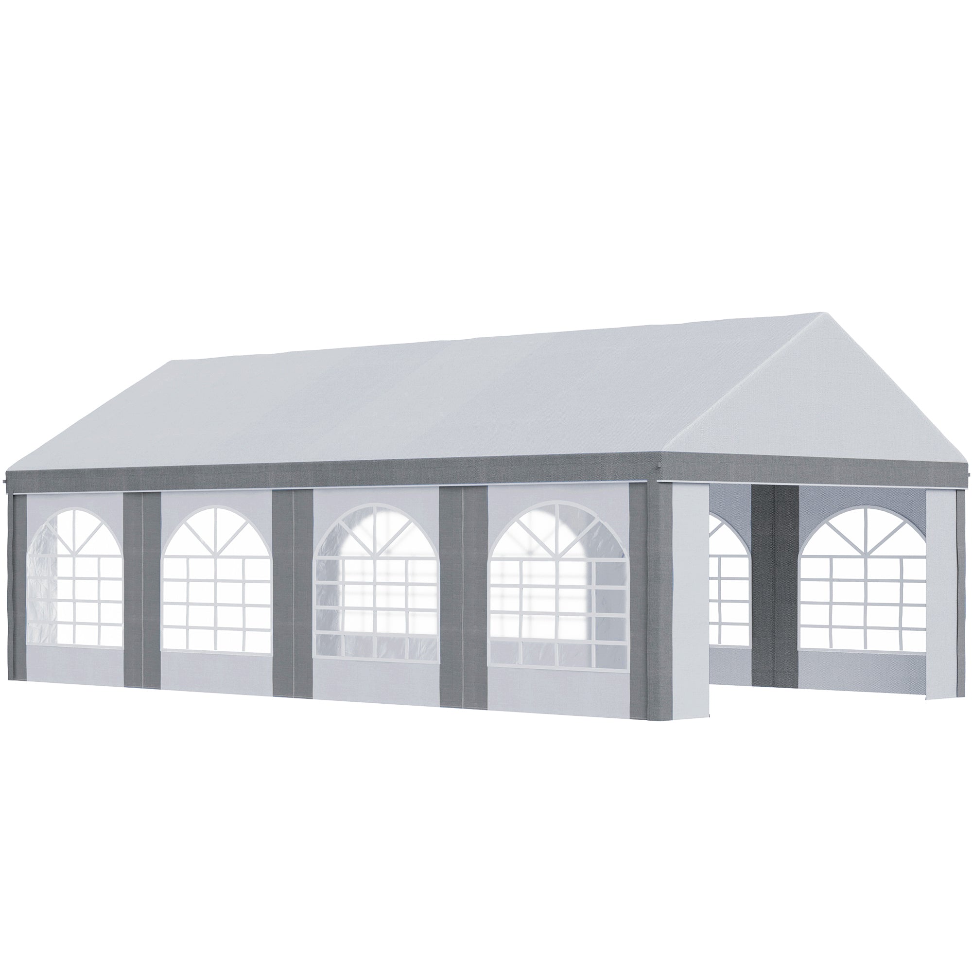 8x4m Galvanised Party Tent Marquee Gazebo with Sides, Eight Windows and Double Doors