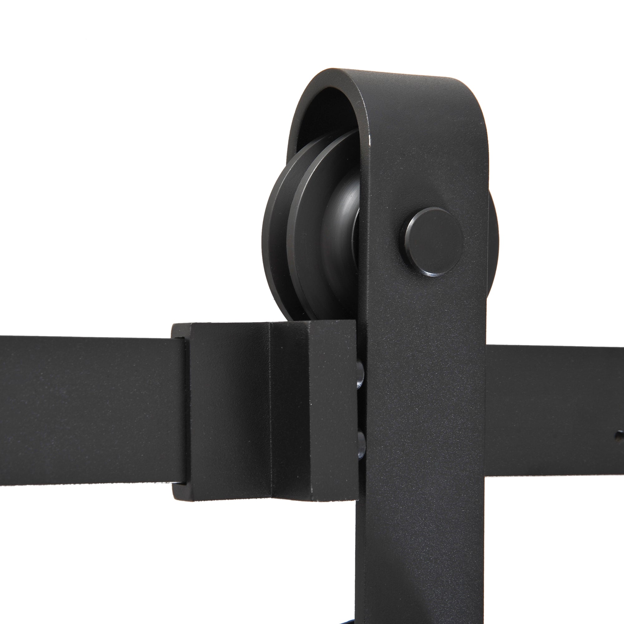 Sliding Door Hardware Kit 200 cm Complete Set Carbon Steel Black