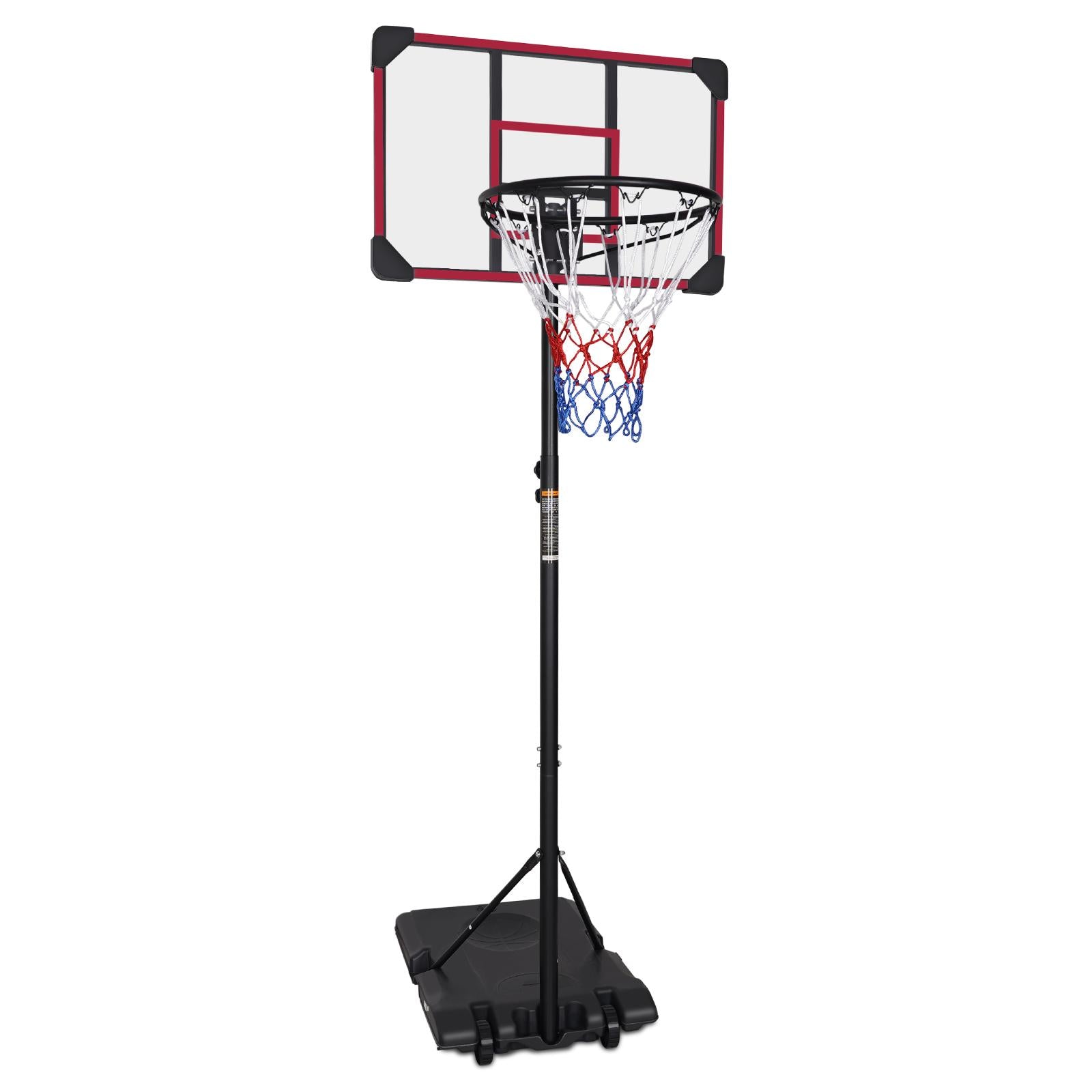 Portable Basketball Hoop, Adjustable Height 5.6-7FT, Indoor/Outdoor, Red