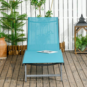 Sun Lounger/Deck Chair Adjustable Wheels Polyester Aluminum Blue