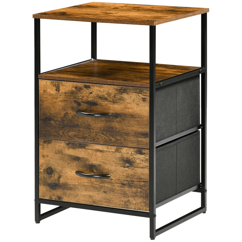 Chest of Drawers, Fabric Drawers Industrial Style, Rustic Brown
