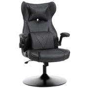 Video Game Chair, Racing Style with Lumbar Support, Flip-up Armrest, Black