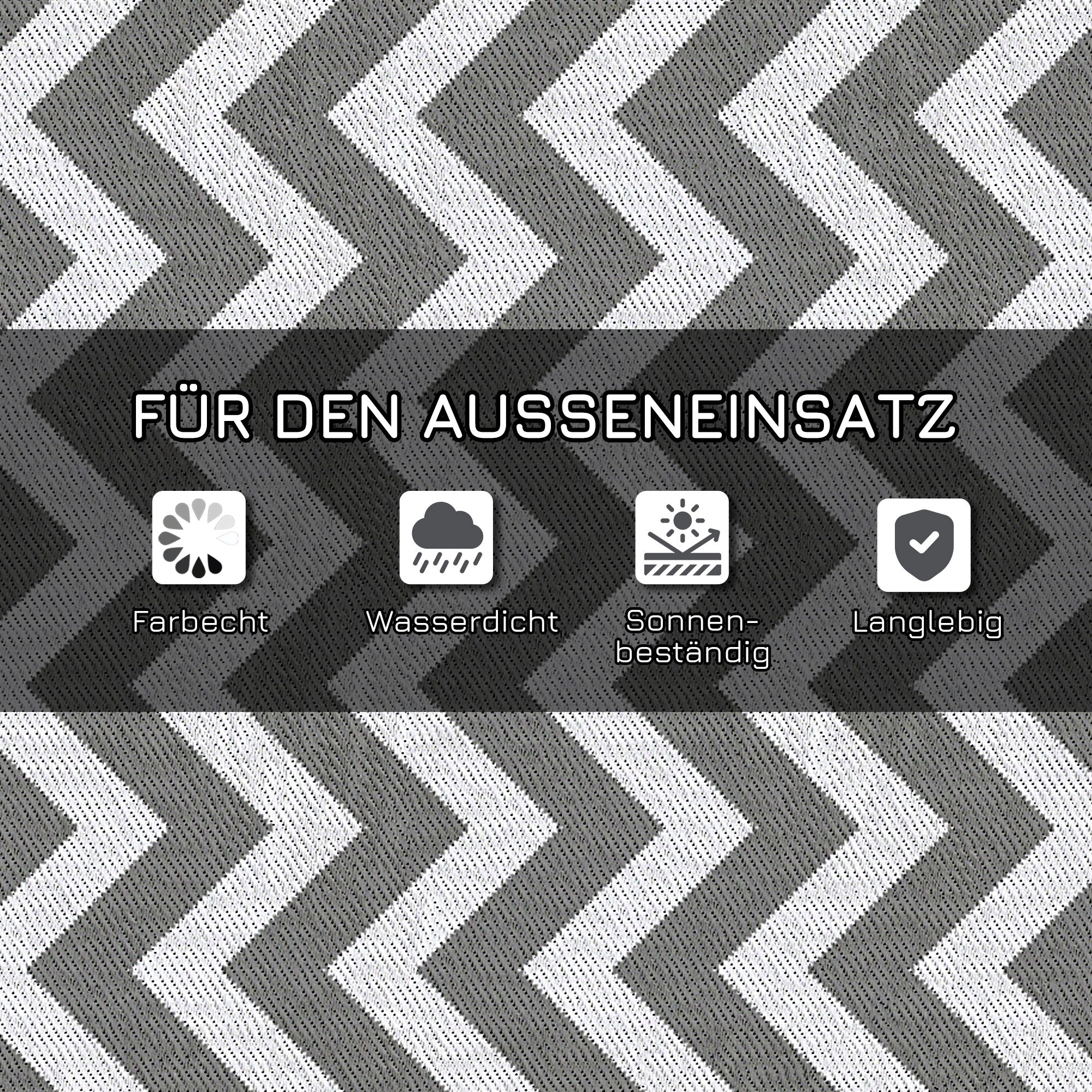 Outdoor Carpet Waterproof Plastic 121x182cm, Light Grey/White