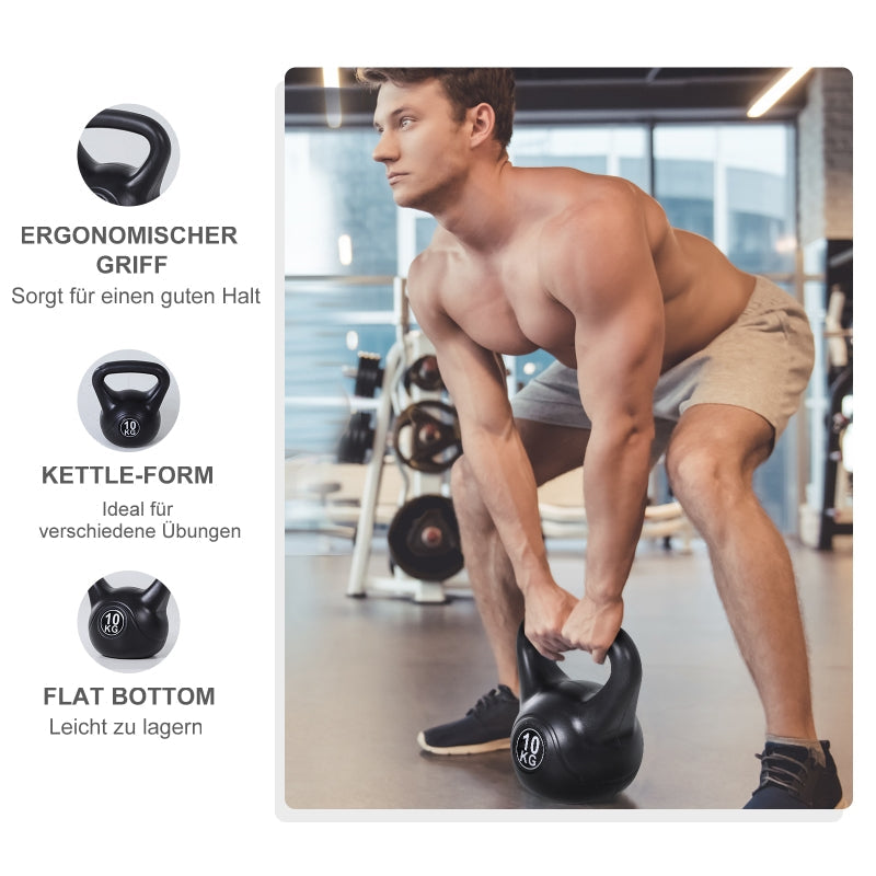 Kettlebell 10 kg Dumbbell Sand Filled Black