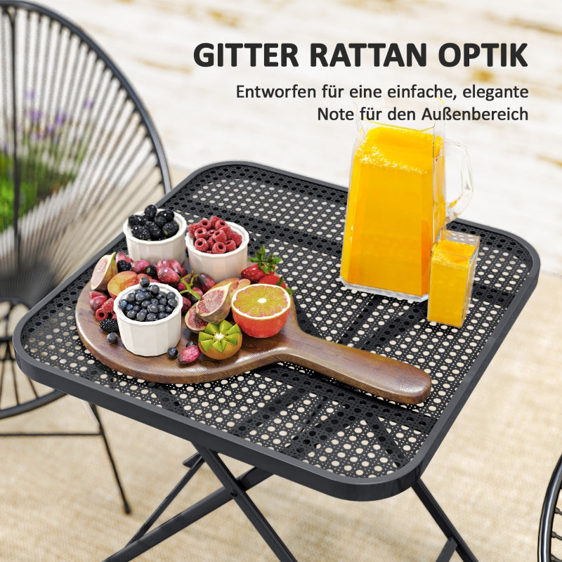 Klappbarer Gartentisch 70 x 70 cm, wetterfester Stahl, Schwarz