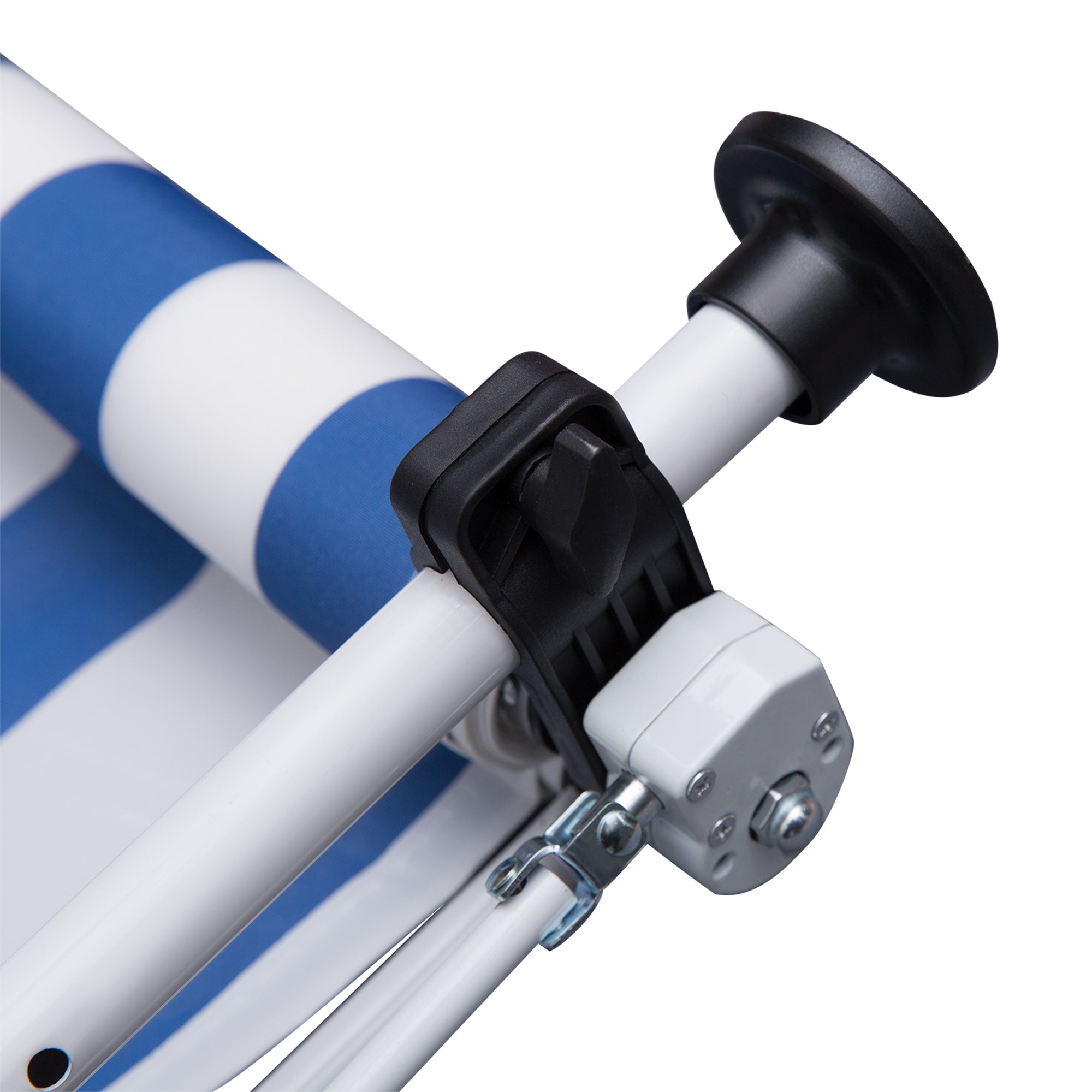 Awning Hand Crank Height Adjustable Dirt-Repellent Aluminum Polyester Blue/White