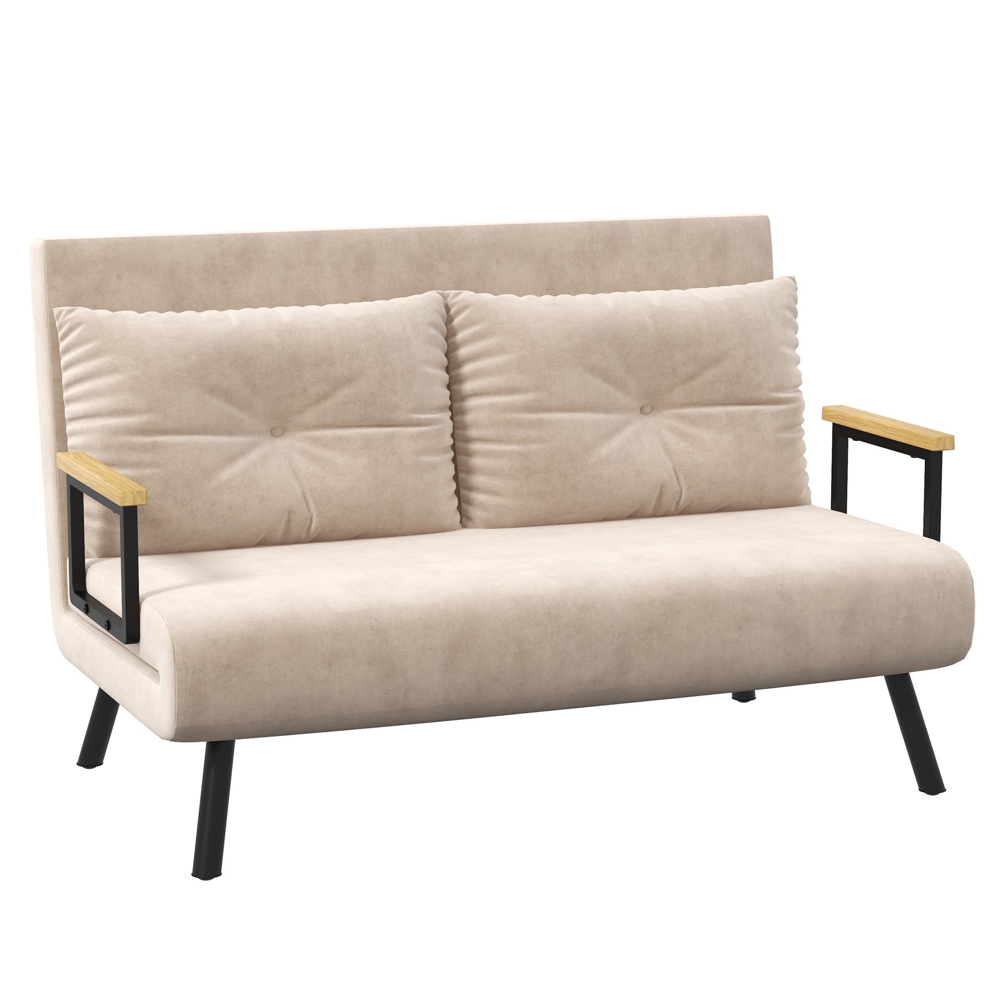Sofa Bed, Recliner Chair Folding Upholstered, Beige