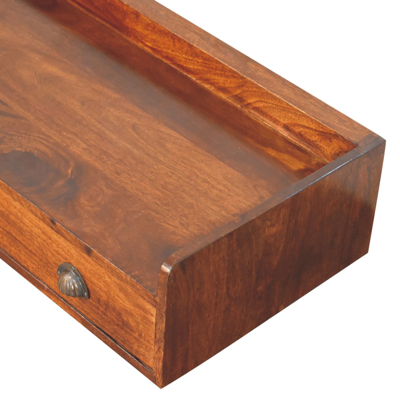 Belmont Wall-Mounted Console Shelf 1 Drawer Solid Wood Dark Brown