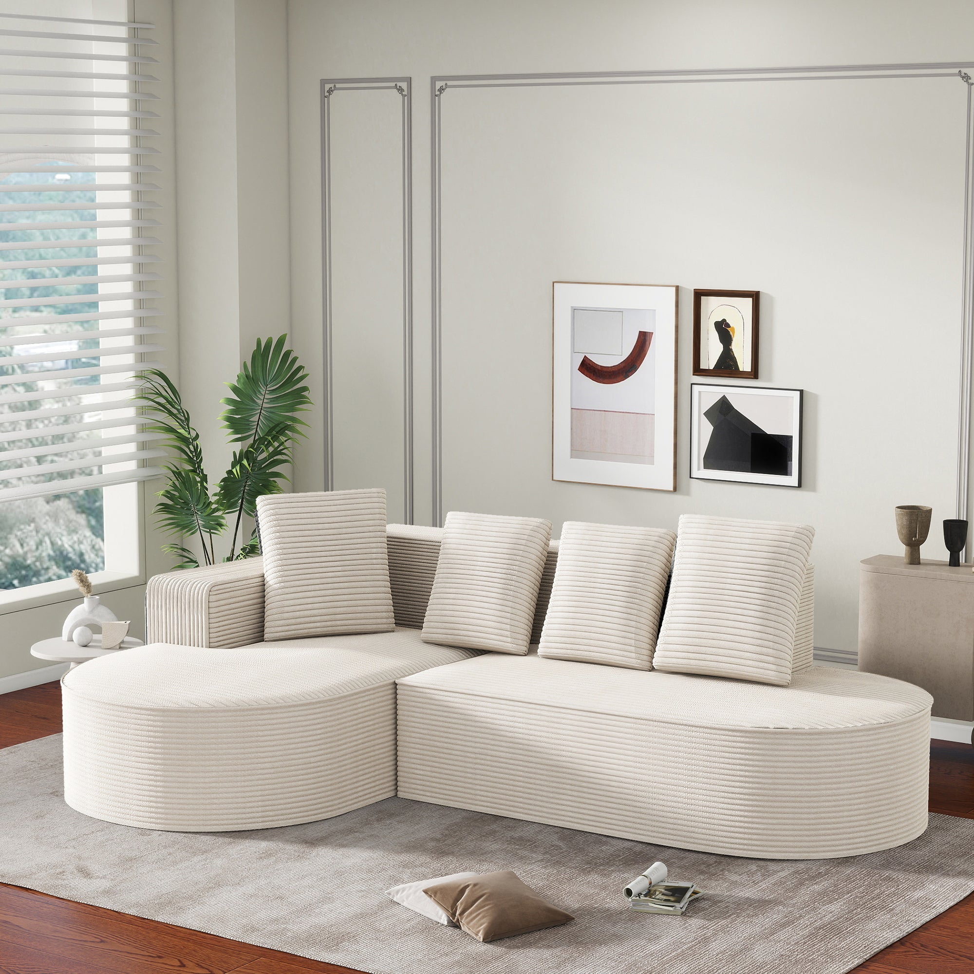 Modular Sofa L-Shaped Deep Seats - No Assembly Required
