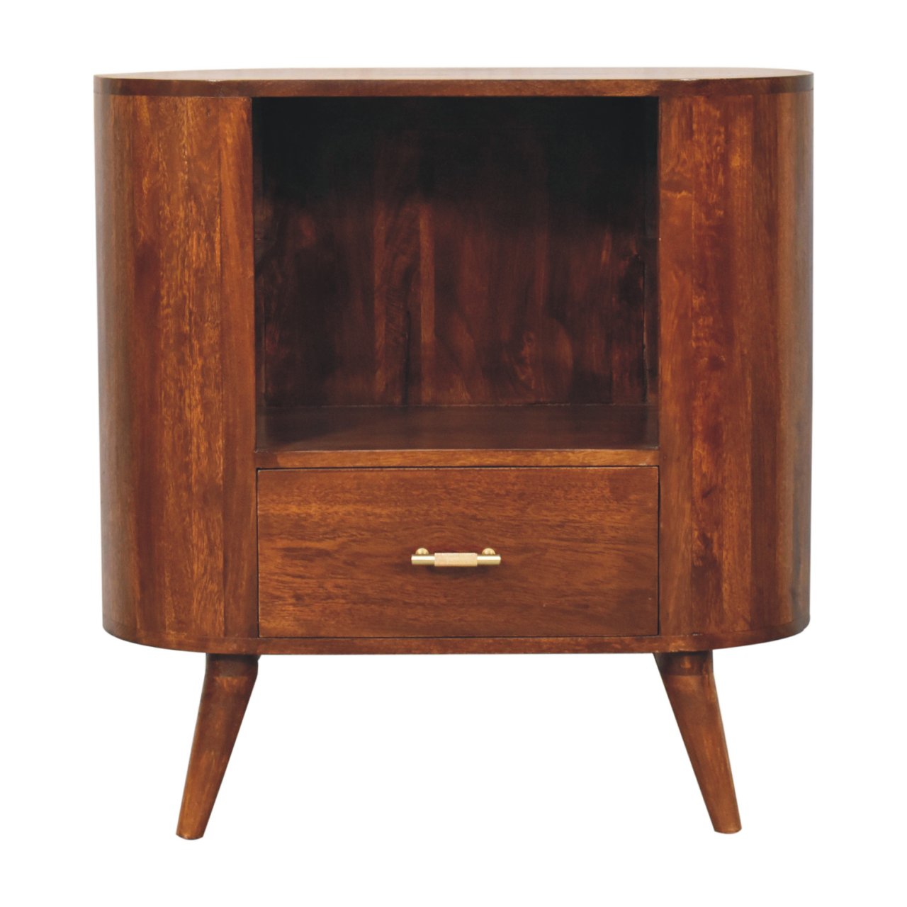 T-bar Cortez Open Slot Cabinet Chestnut