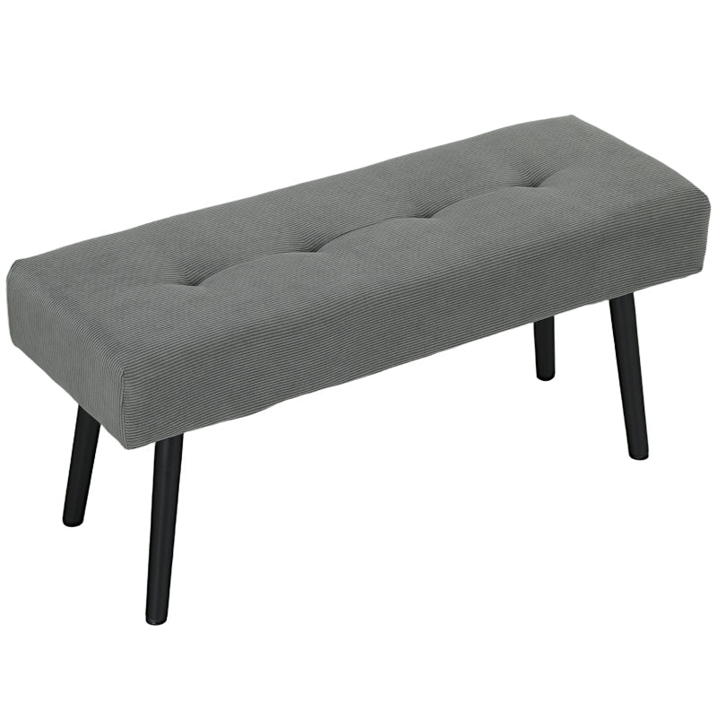 Upholstered Bench Tufted Bed Shoe Bench Metal Legs Gray