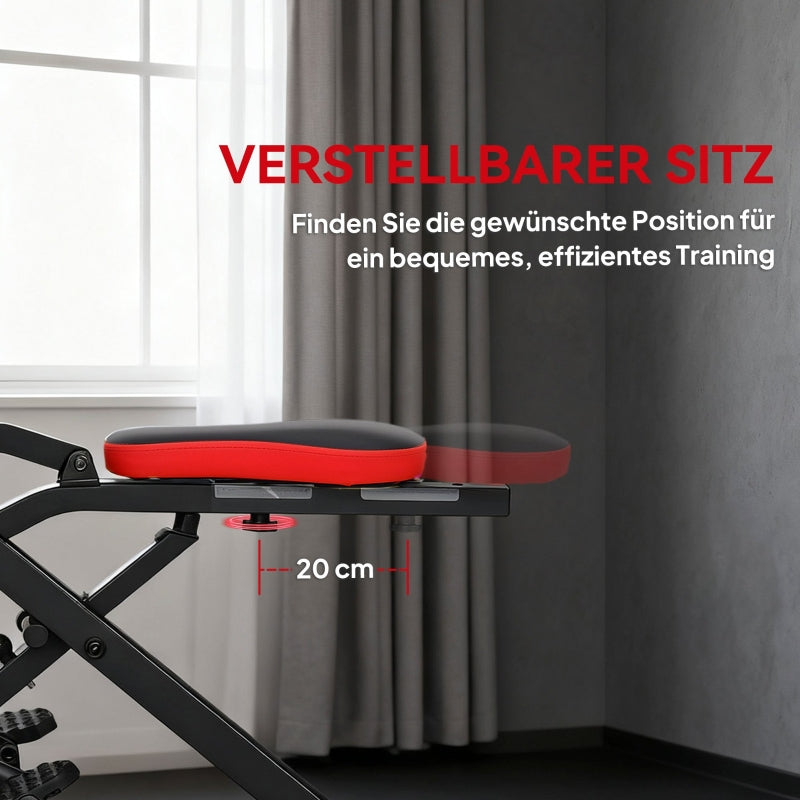 Exercise Machine with Adjustable Pedals and Metal Tubes, Foldable Red