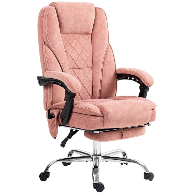 Vinsetto Office Chair, Massage Ergonomic Reclining with Footrest, Pink
