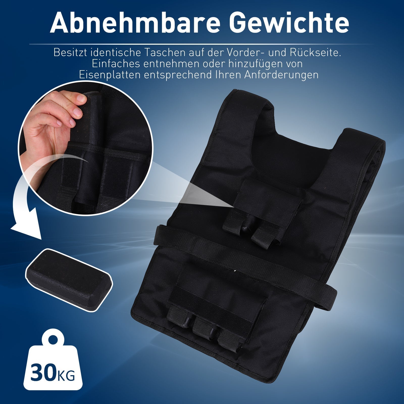 Gewichtsweste 20 kg Verstellbar Training Oxford Schwarz
