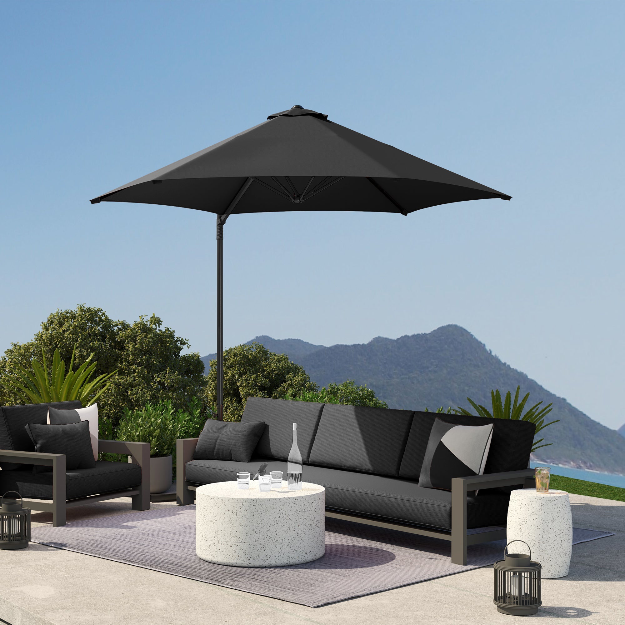 2.5M Cantilever Parasol Offset Patio Umbrella 360° Rotation Black