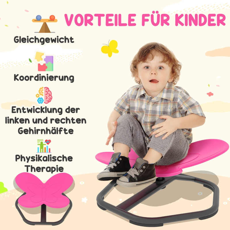 Sensory Swivel Chair for Children Butterfly Shape Balance Coordination Pink