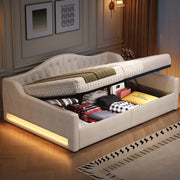 Upholstered Daybed 140x200 LED Storage - Beige
