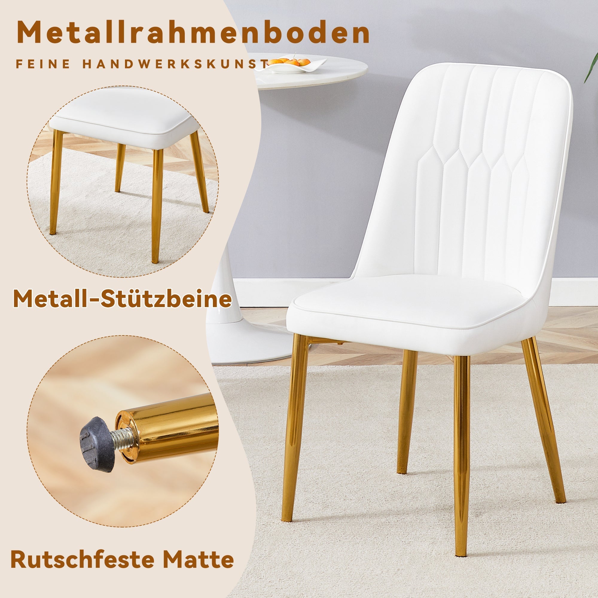 Two Dining Chairs Modern Minimalist Faux Leather - White