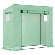 Outsunny Greenhouse with Roll-Up Door and Side Window, 200 x 76 x 168 cm, Green PE Mesh Film