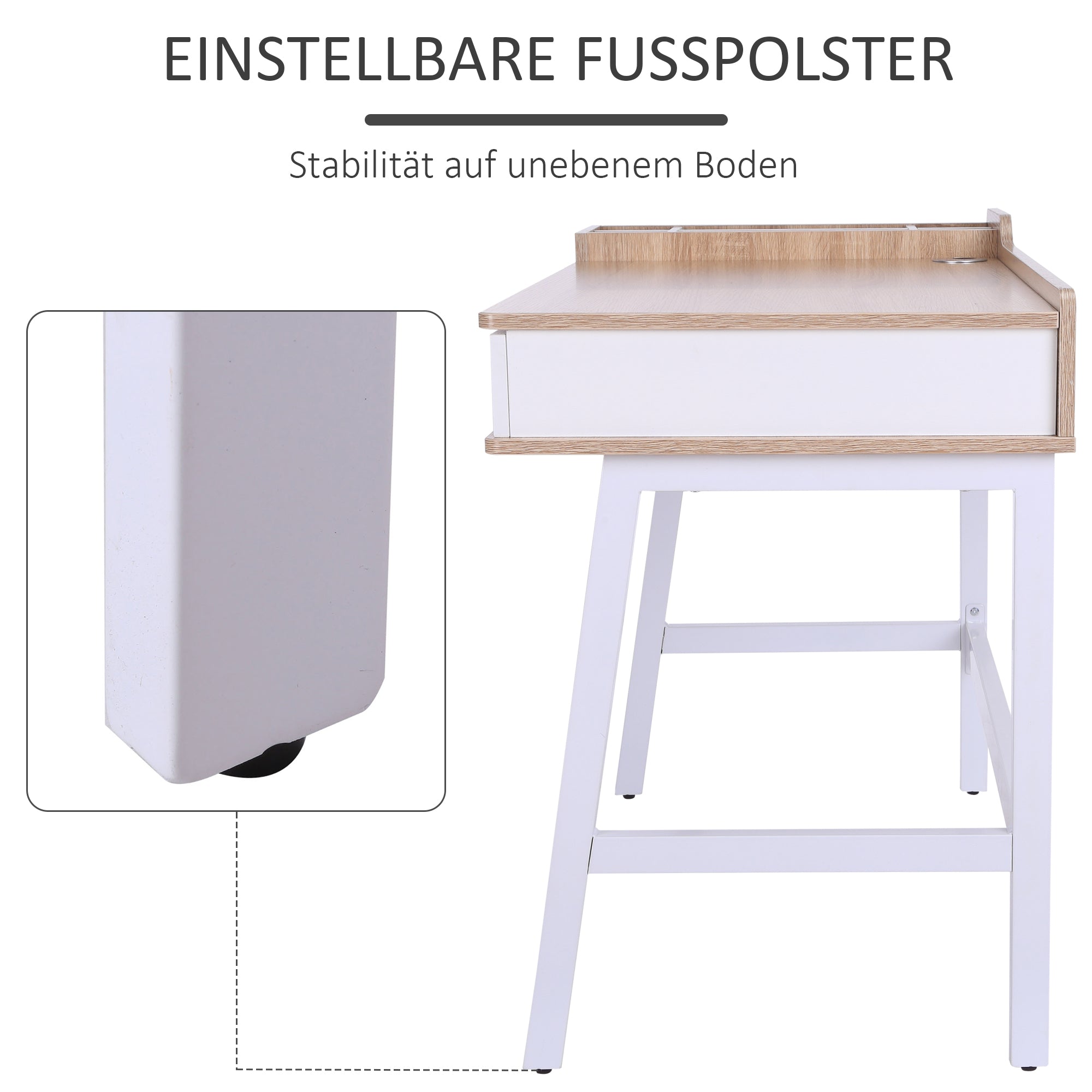 Schreibtisch mit Stauraum & Schublade, große Arbeitsplatte, Holz