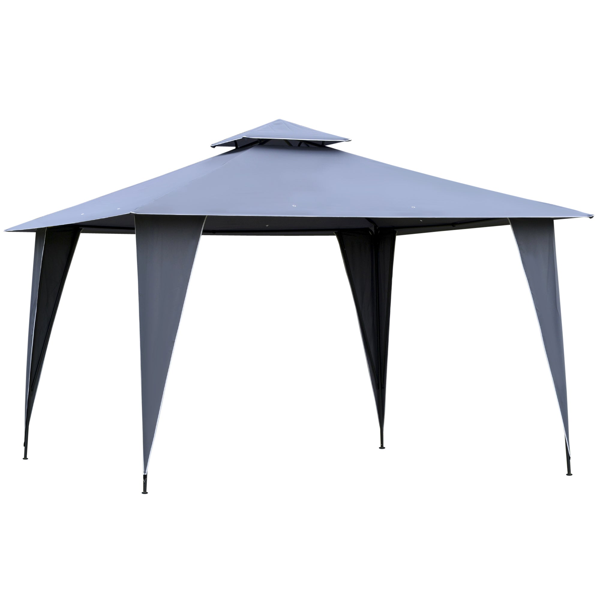 Pavillon Partyzelt, Doppeldach 3.45x3.45m, Metall Polyester Grau