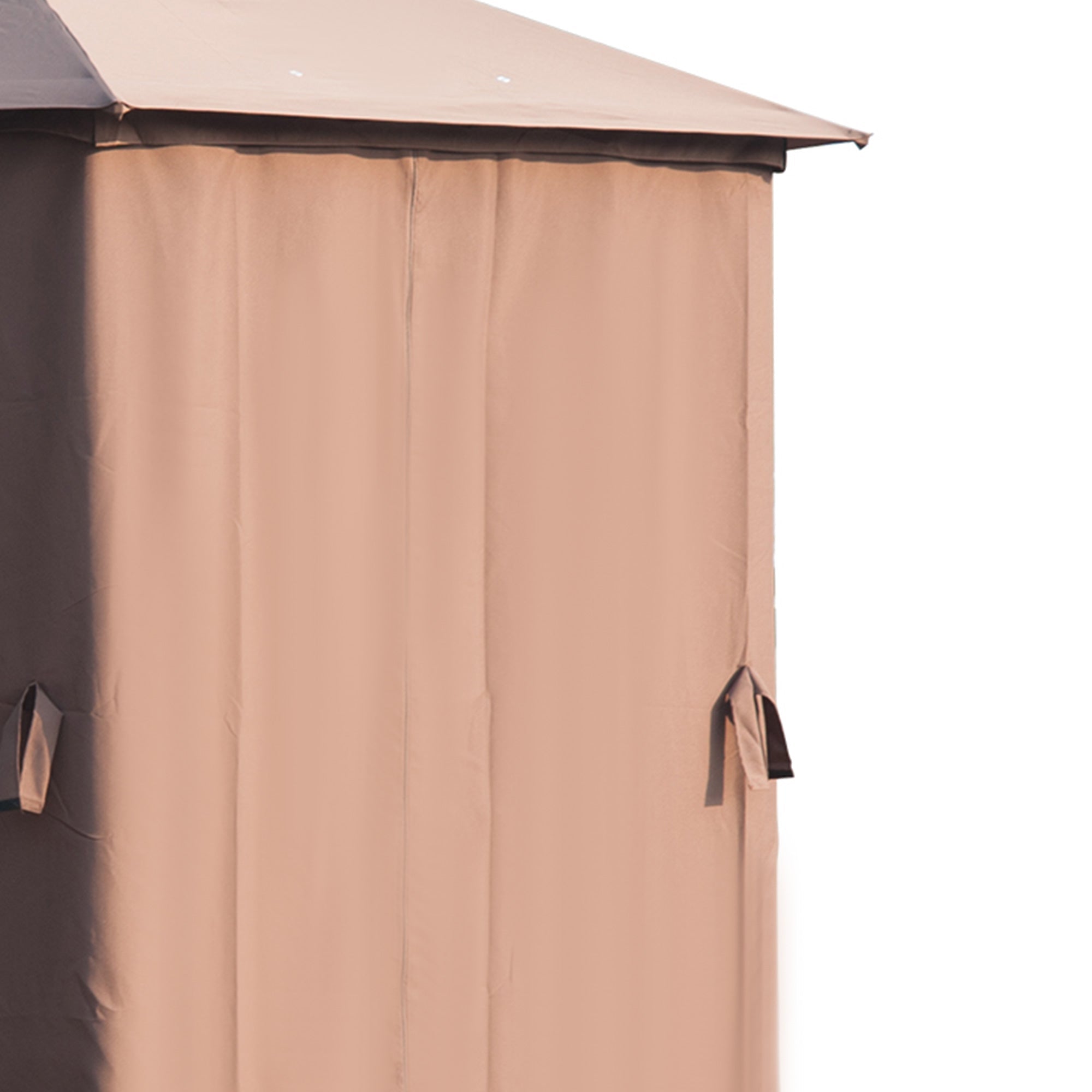 3 x 3m Hexagon Gazebo Patio Canopy Party Tent 2 Tier Roof Side Panel Brown